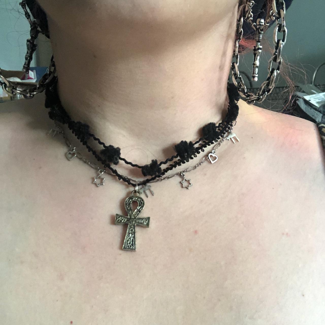 Trad goth lacey ankh choker #tradgoth #choker... - Depop