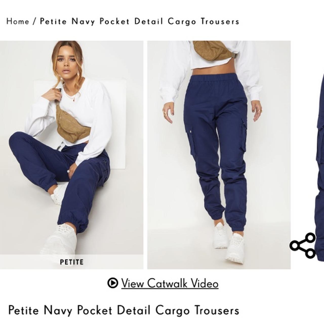 Navy Pocket Detail Cargo Trousers