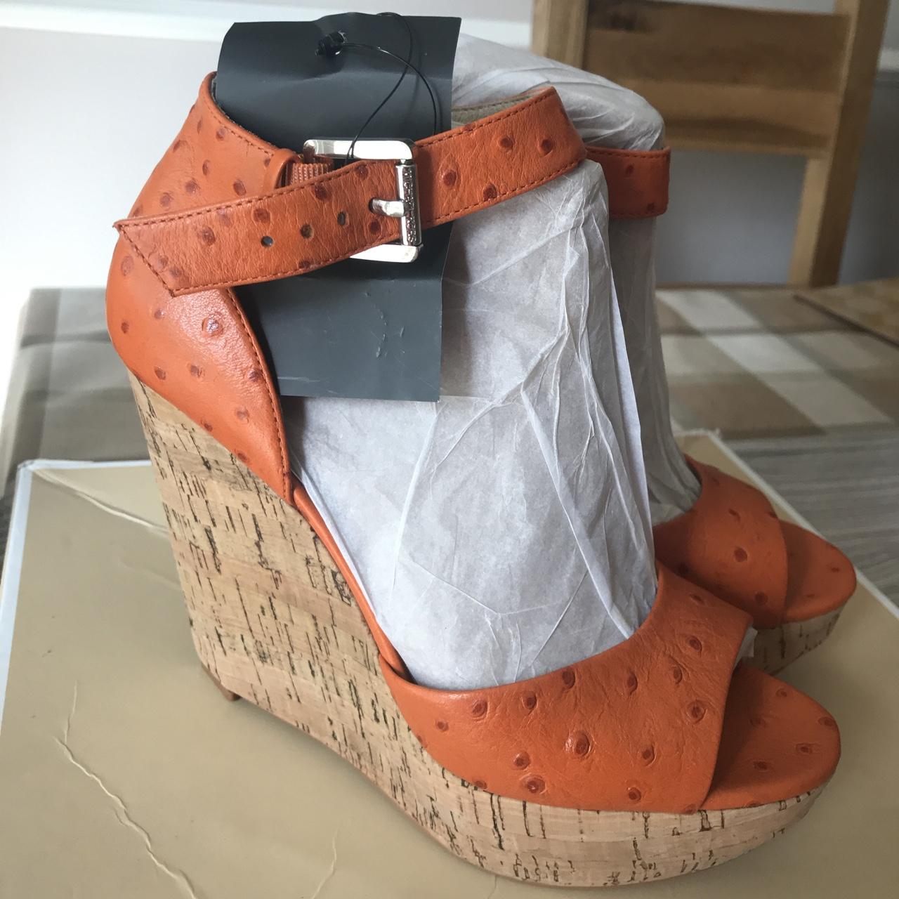 Michael kors Ariana wedge. Tangerine in colour Depop