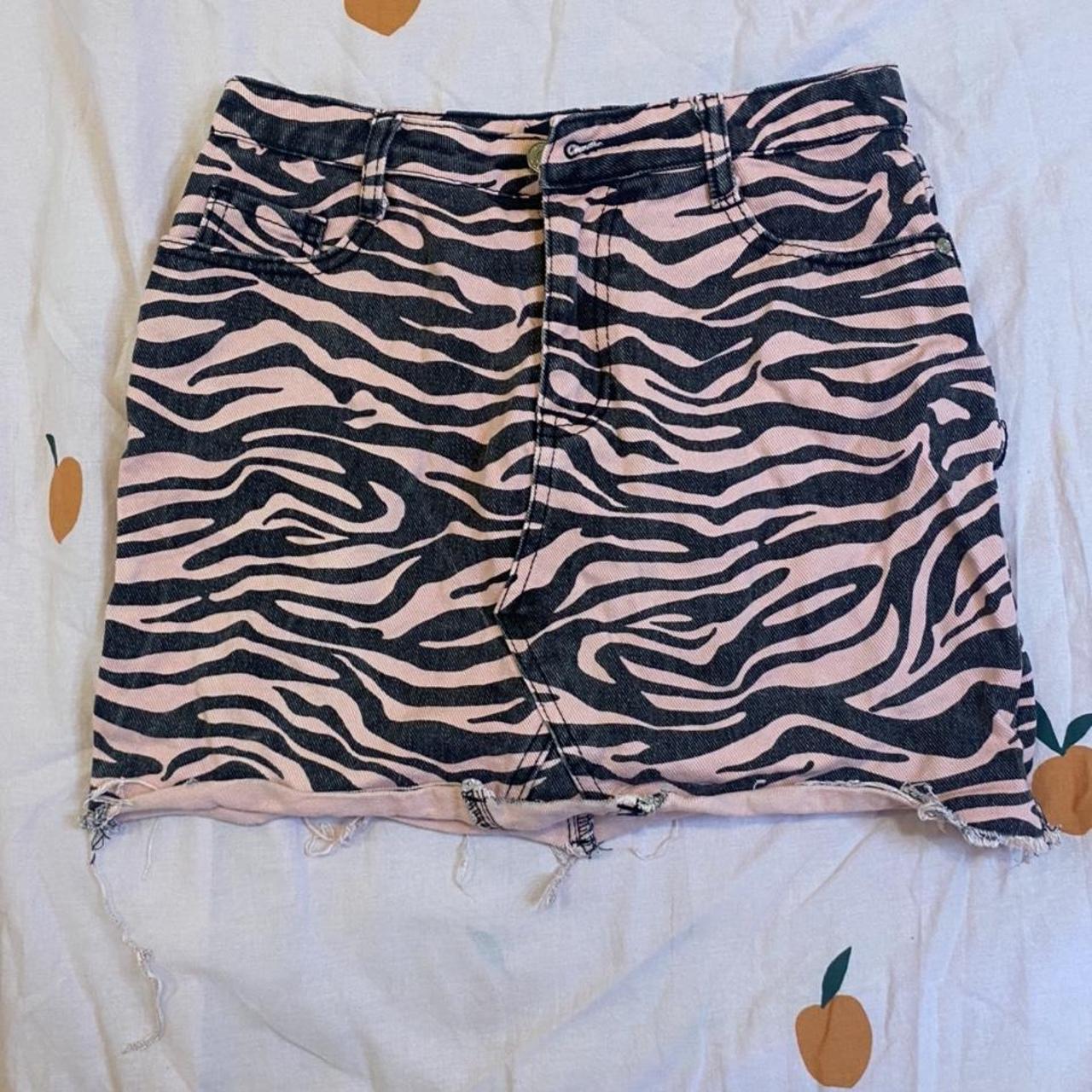 Missguided zebra 2025 print denim skirt