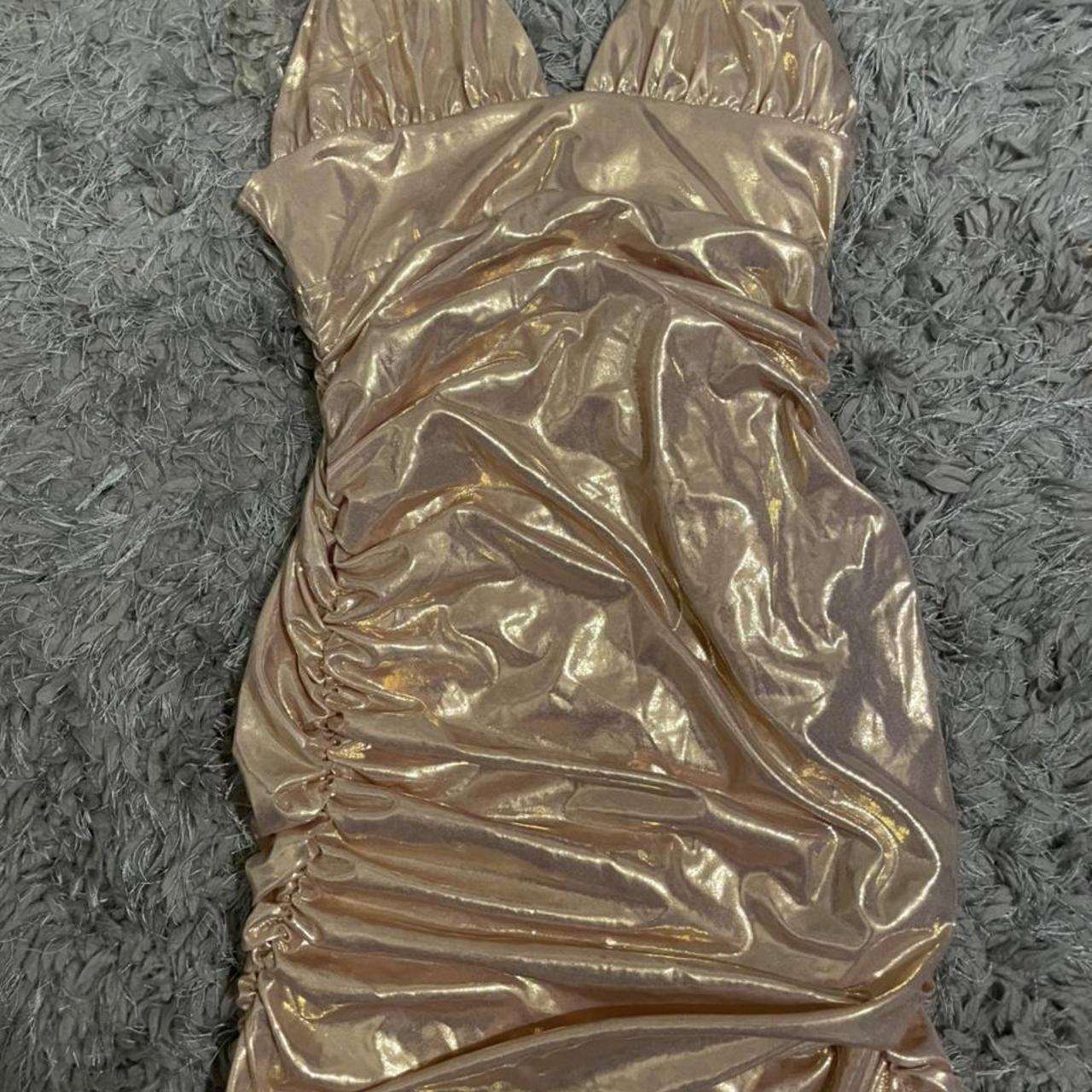Island Girl Clear Strap Metallic Bodycon Mini Dress