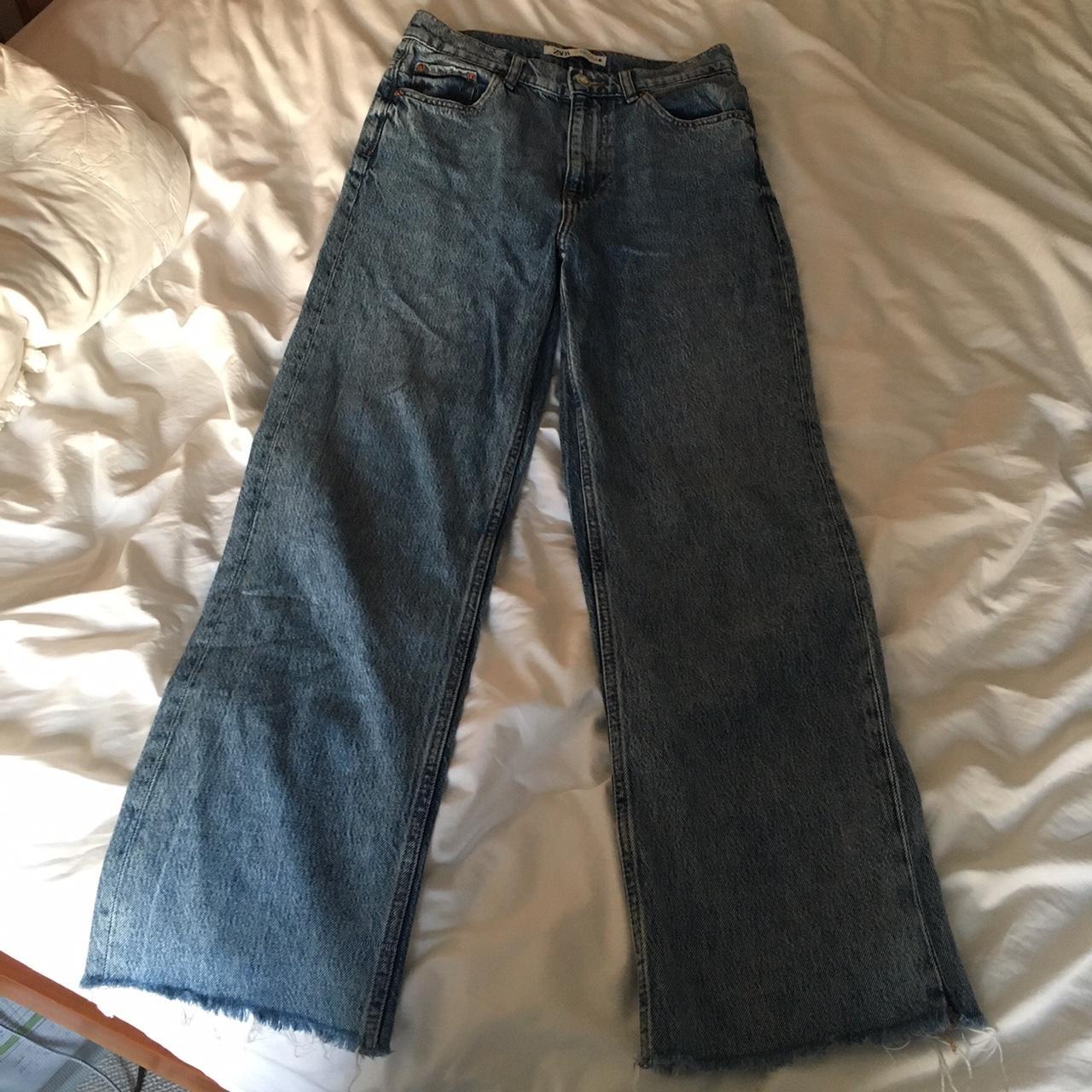 Zara blue 90s full length jeans High waisted wide... Depop