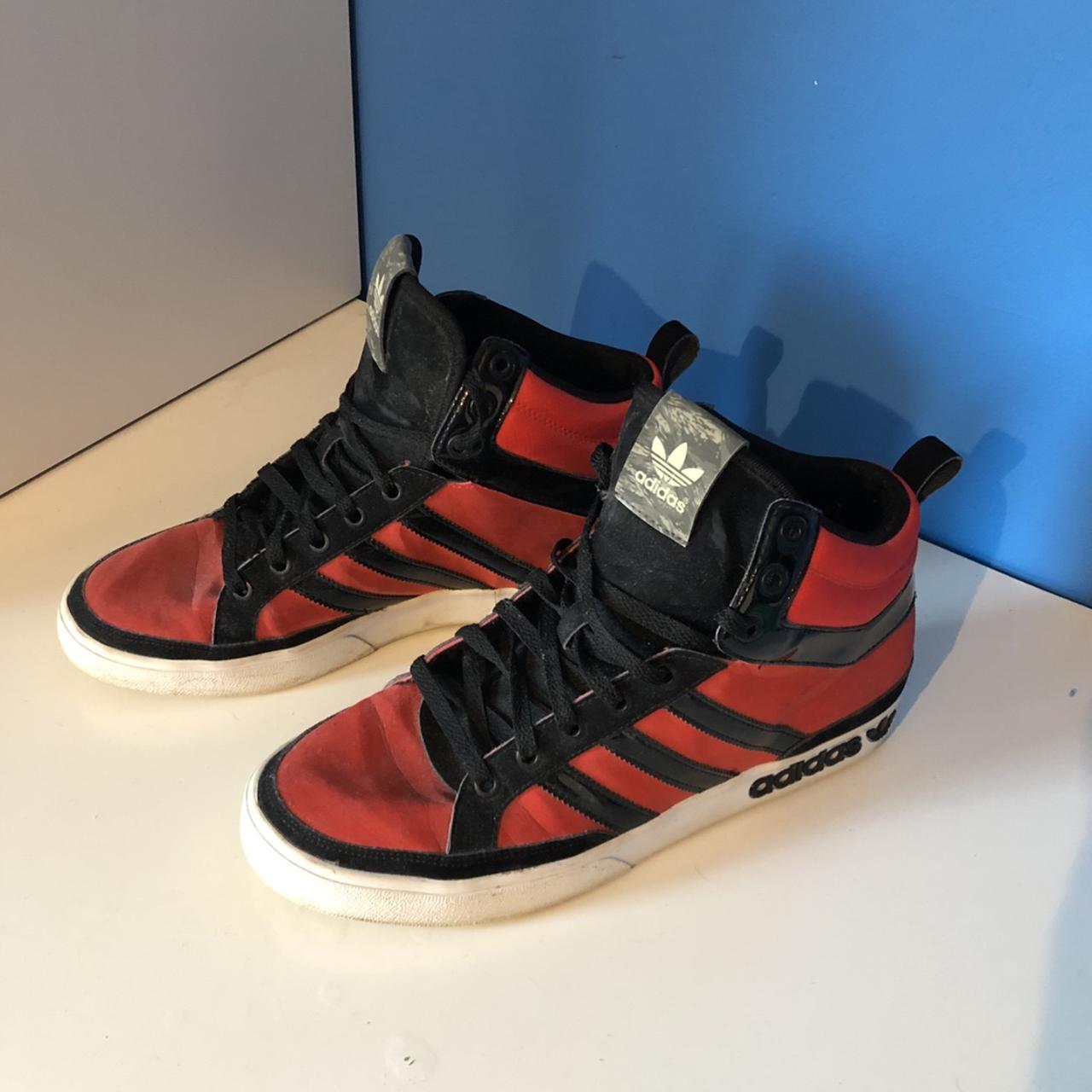 Adidas high tops red and cheap black