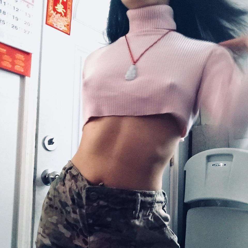 OO THATS A CLOSE NIP SLIP” turtleneck crop top baby... - Depop