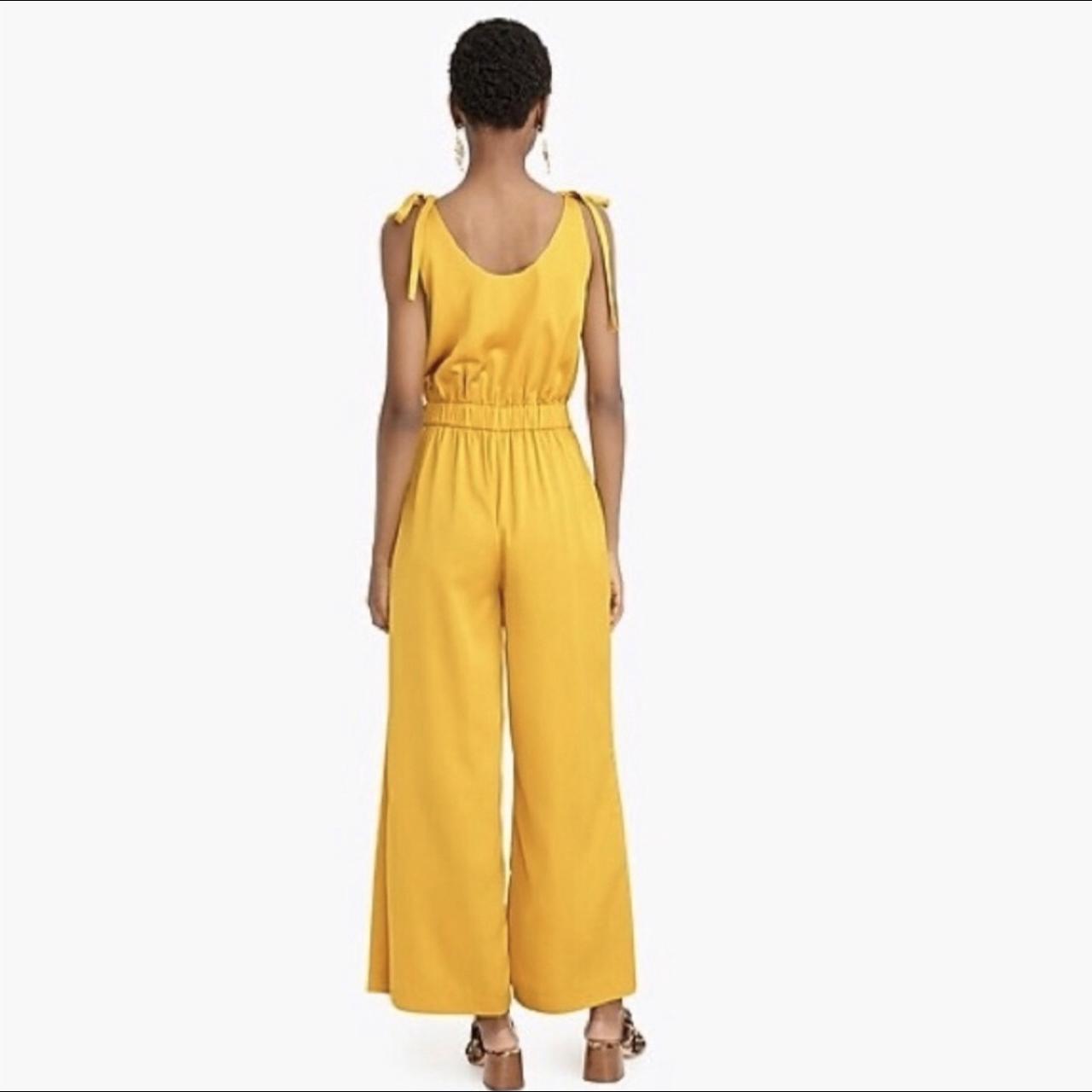 J. Crew Yellow Wide Leg Jumpsuit in Satin Crepe. Depop