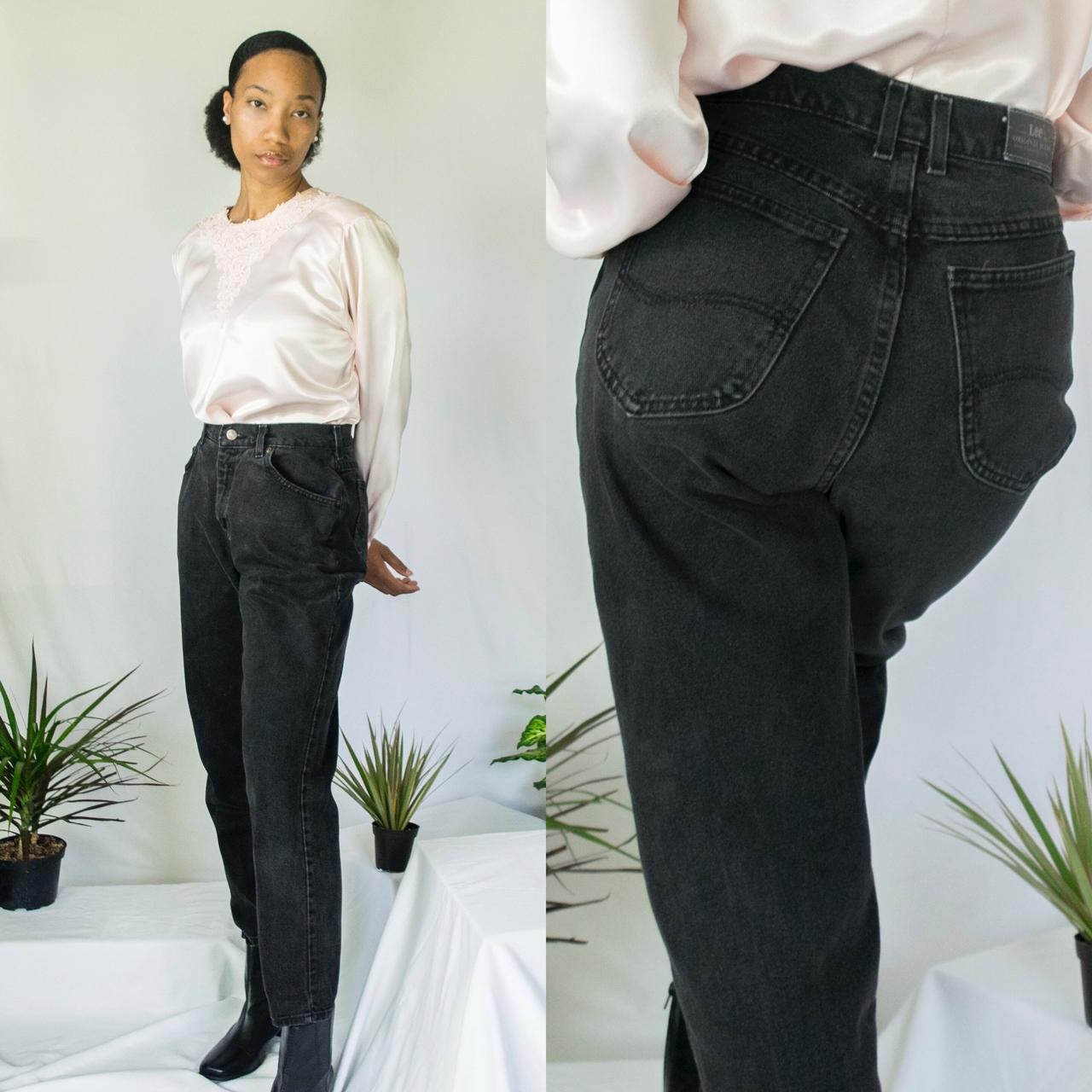 😎👖Vintage LEE Faded black denim, high waisted and... - Depop