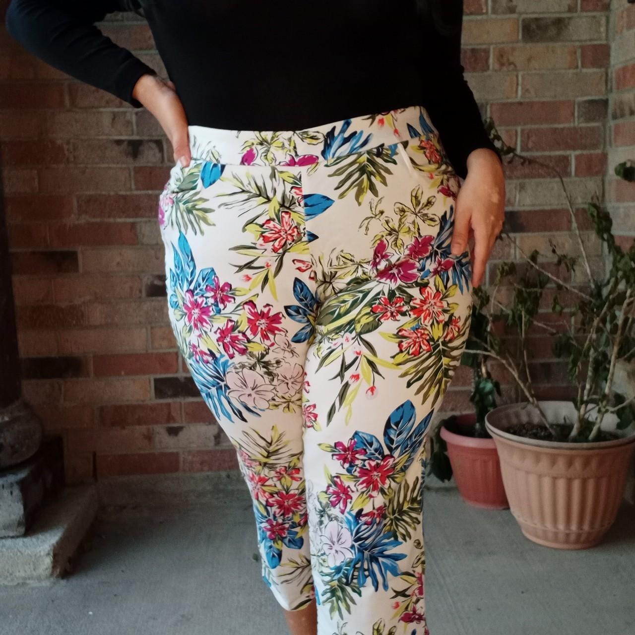 Plus size retro pants!! These floral white pants... - Depop