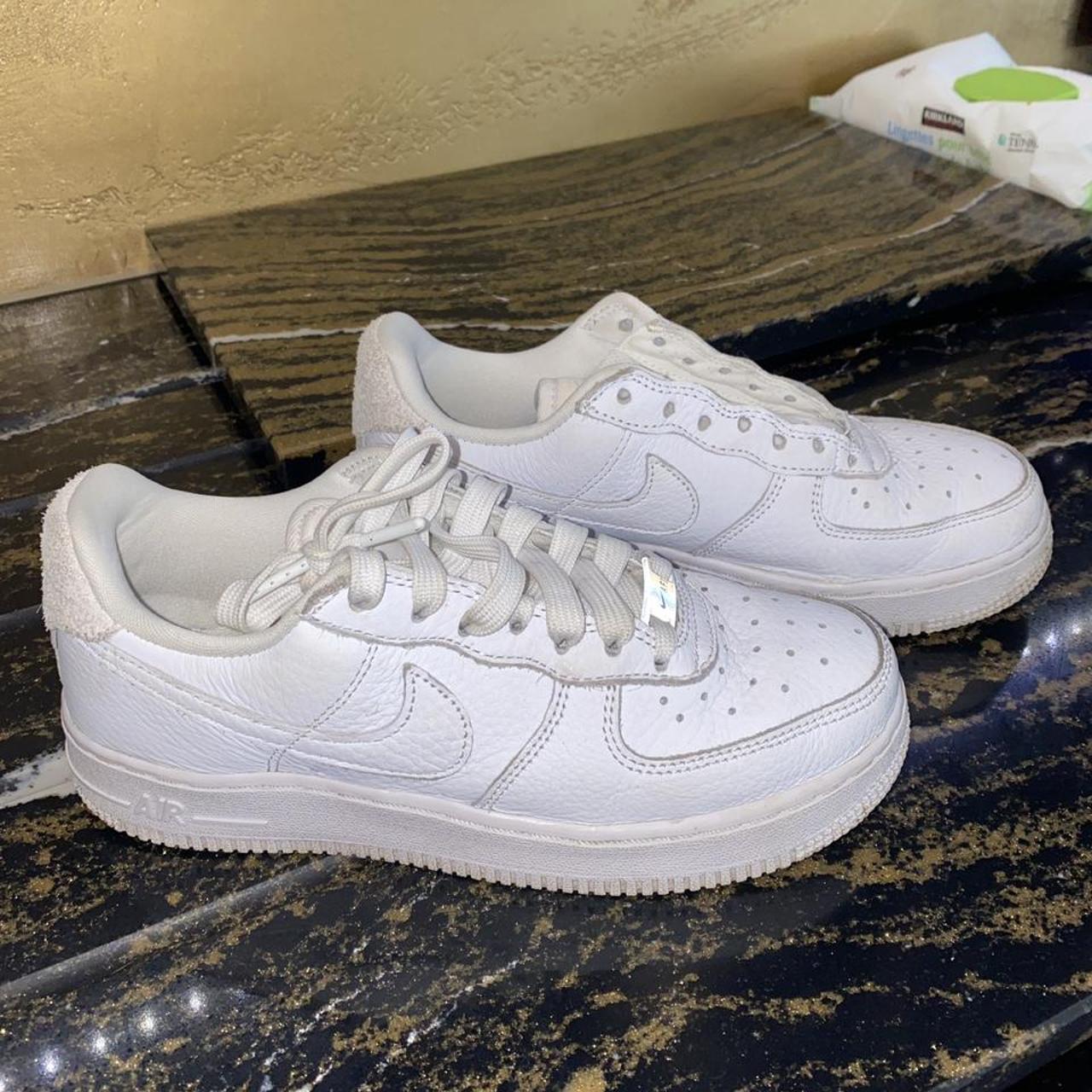 White Nike airforce 1s with textured beige back Worn... - Depop