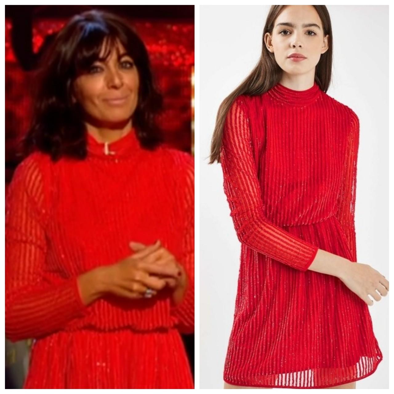 Topshop Red Sequin High Neck Dress Size Depop