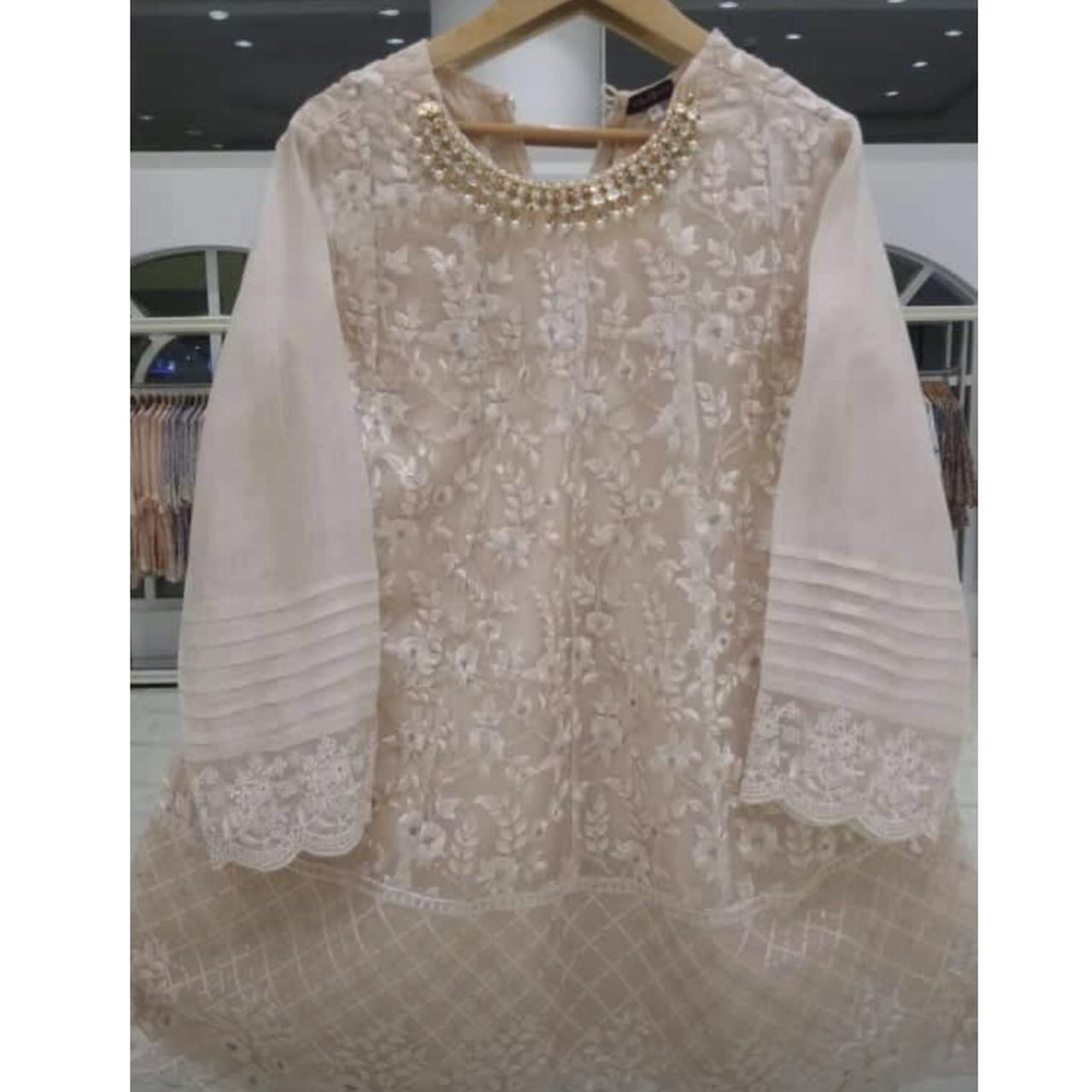Agha Noor white peplum with heavy neck Depop