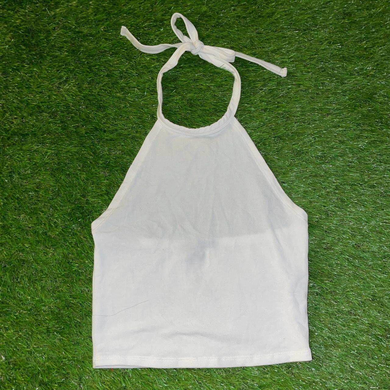 Forever 21 branded white high neckline halter top... - Depop