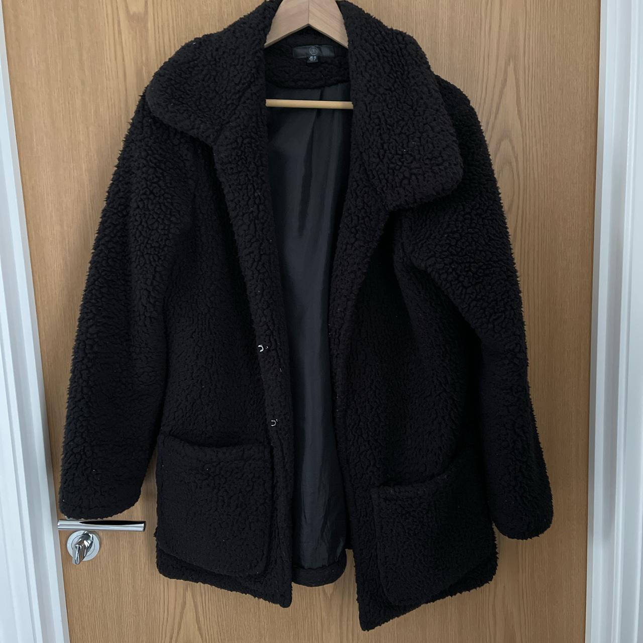 Black Missguided Borg Teddy Jacket One clasp is... - Depop