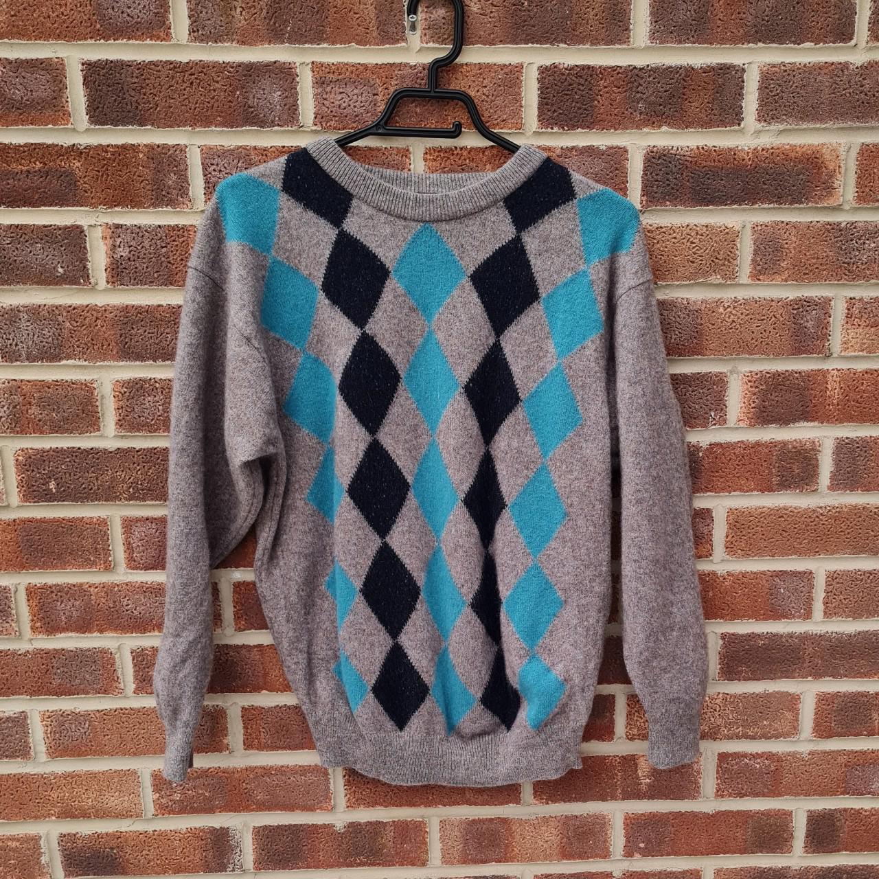 Men's Grey and Blue Jumper | Depop