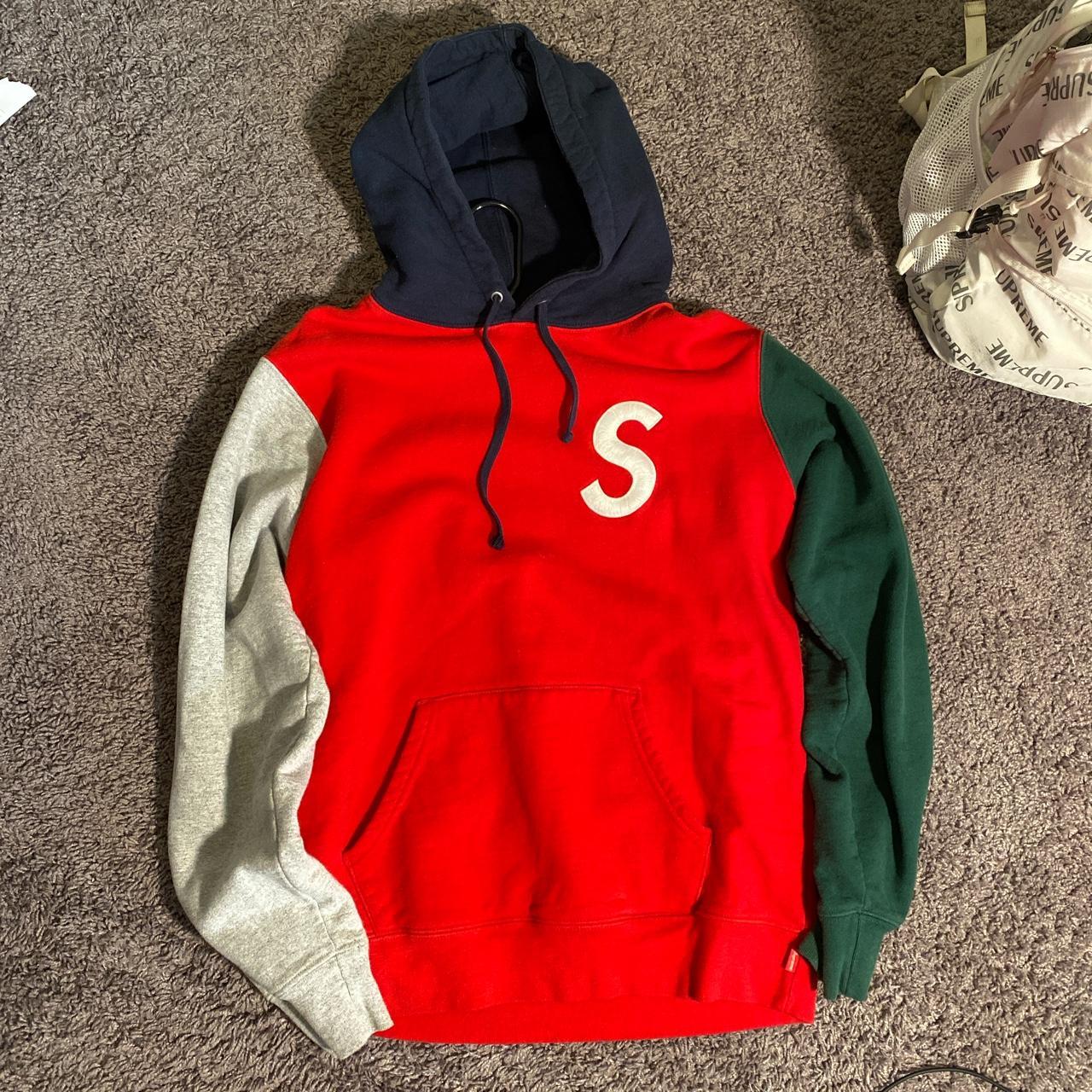 Supreme s logo hotsell colorblocked hooded sweatshirt black