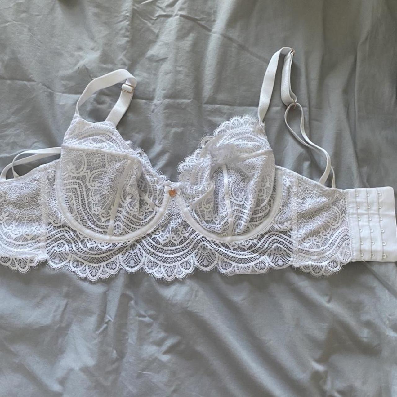 Boux avenue white lace longline bra. Option to clip... - Depop