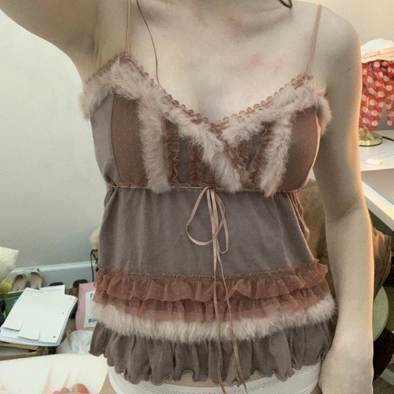 Flowy Pleated Babydoll Top With Lace by Victoria - Depop