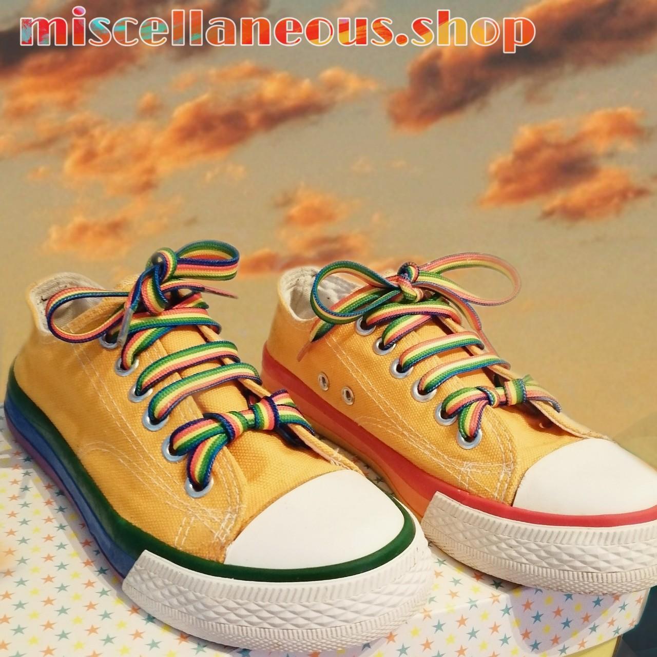 Yellow and rainbow canvas shoes. Only worn a couple... Depop