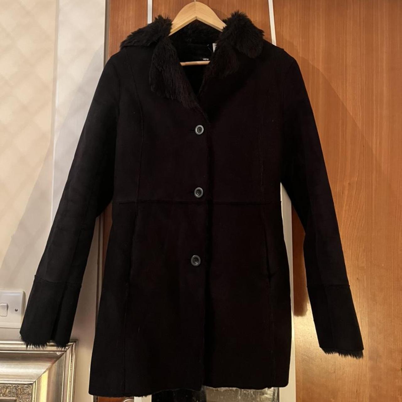 Old H&M black fur coat Afghan style. Originally... - Depop
