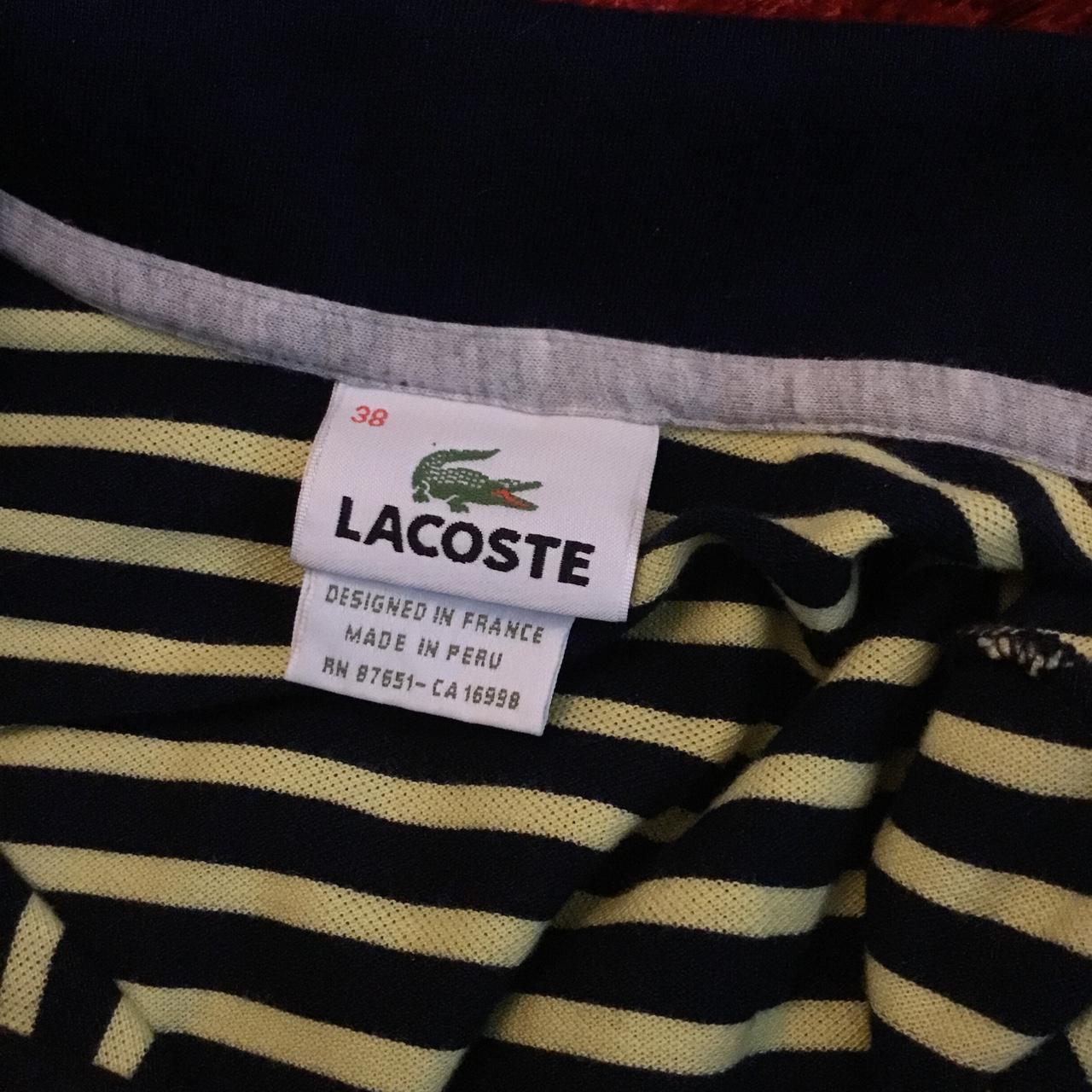 Lacoste Women's Navy and Yellow Shirt | Depop