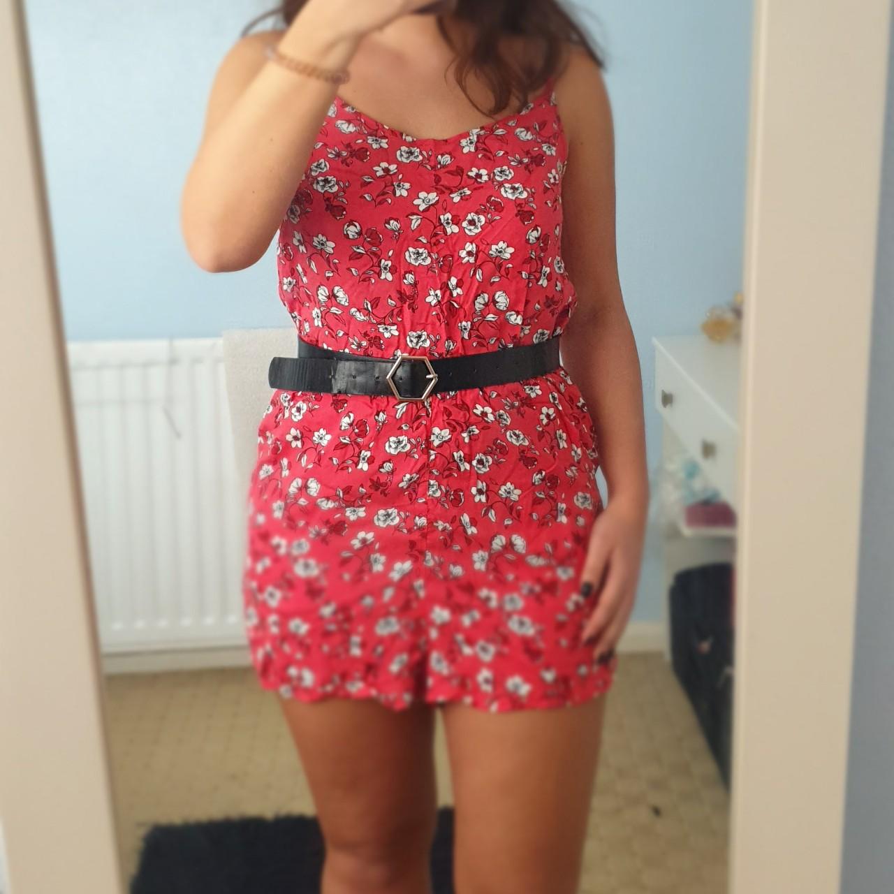 H&m red floral playsuit hotsell