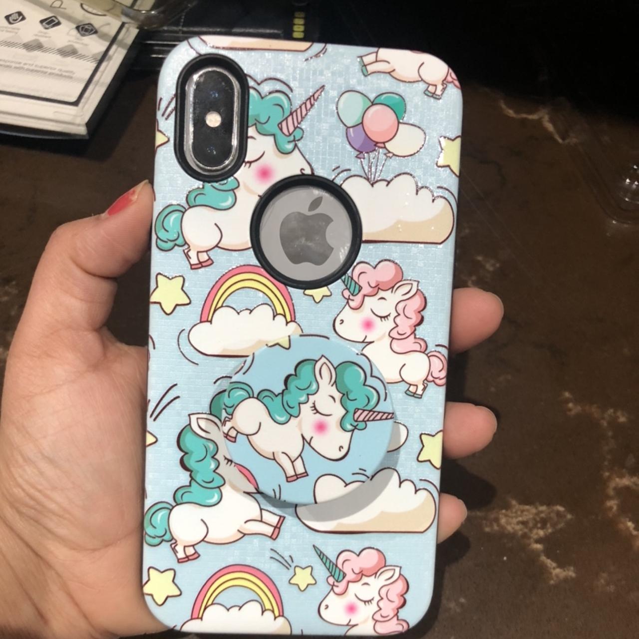 Iphone x unicorn phone case with pop socket Brand new Depop