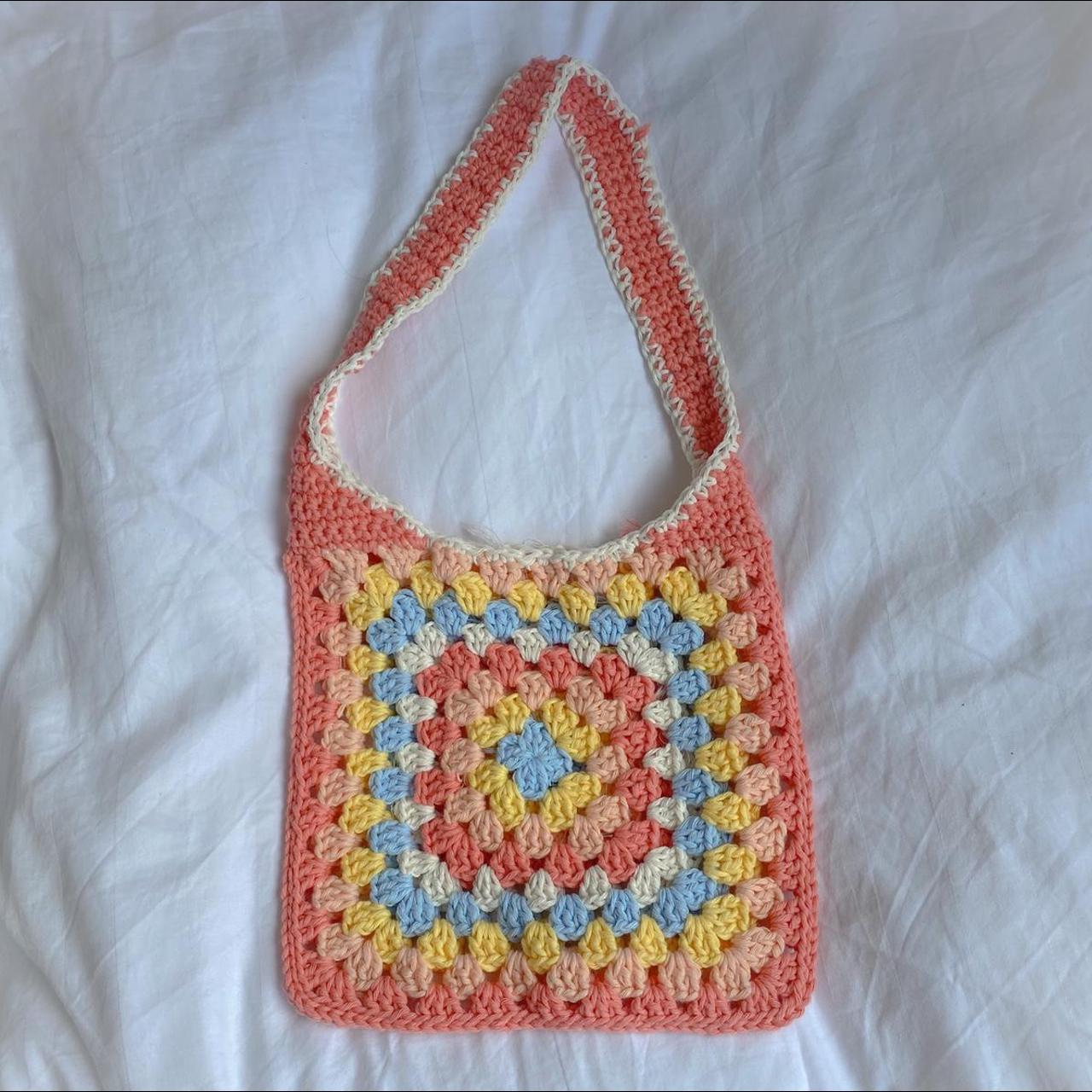 crochet granny square shoulder bag 🧶 made from 100%... - Depop