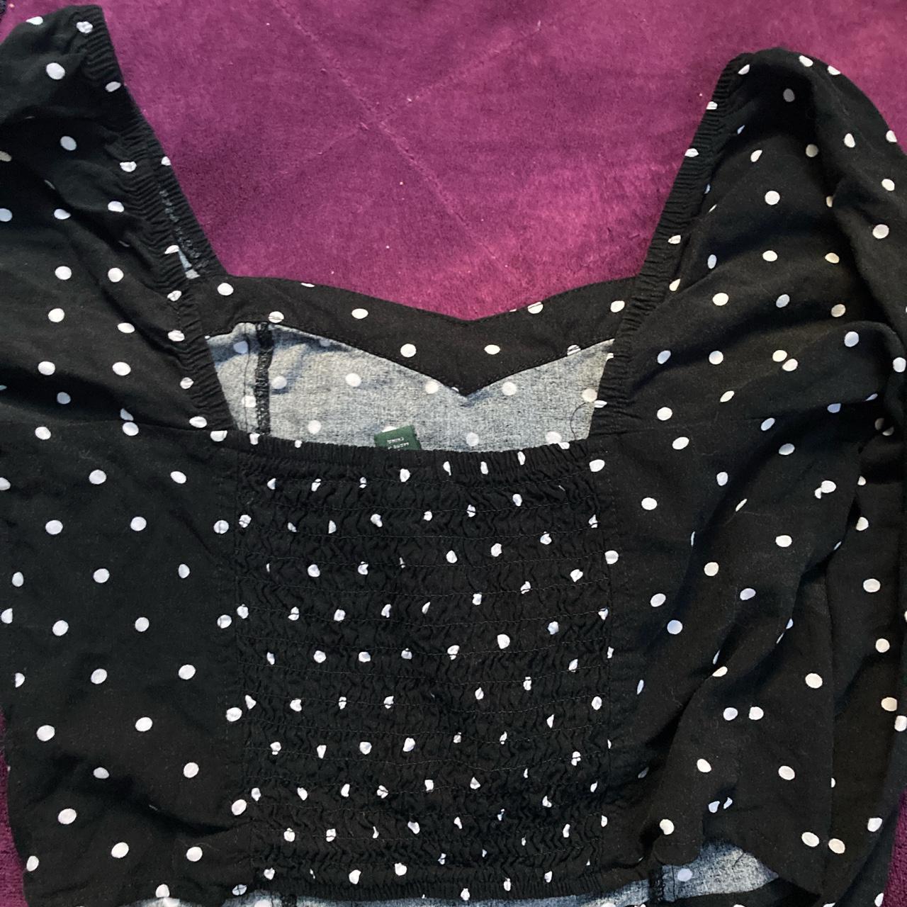 Black and white polka dot long sleeve wild fable... - Depop