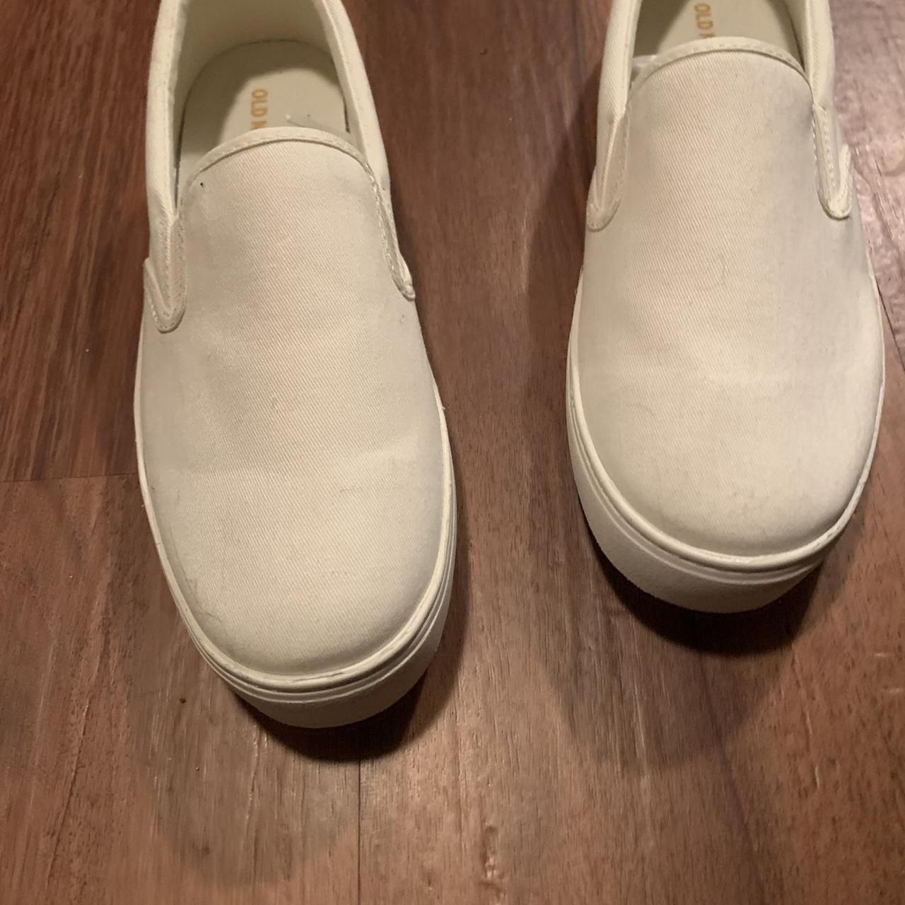 White canvas slip on sneakers Size 9 Brand new,... - Depop