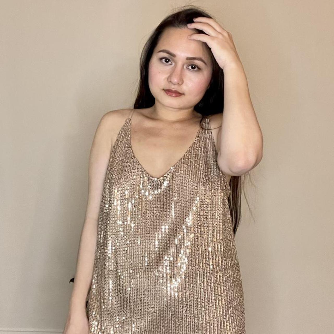 banana republic gold sequin dress