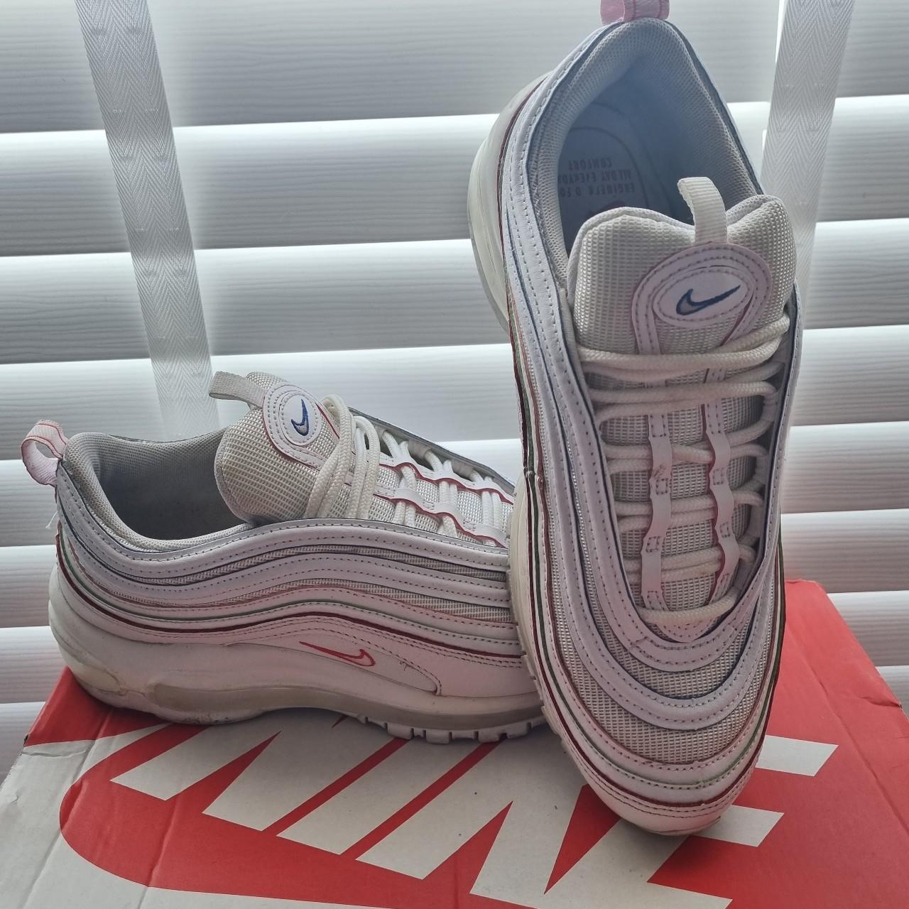 Nike Air Max 97 SE White, multicoloured (pink, blue,... - Depop