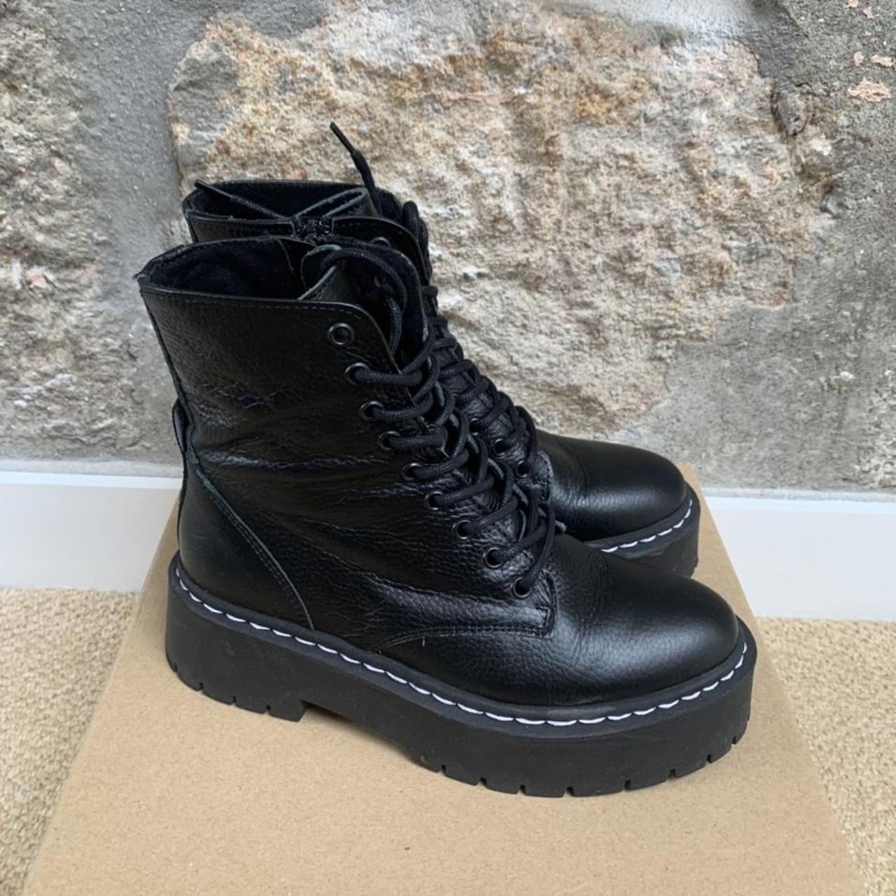 Steve Madden Skylar Chunky Lace Up Boot in Black... - Depop