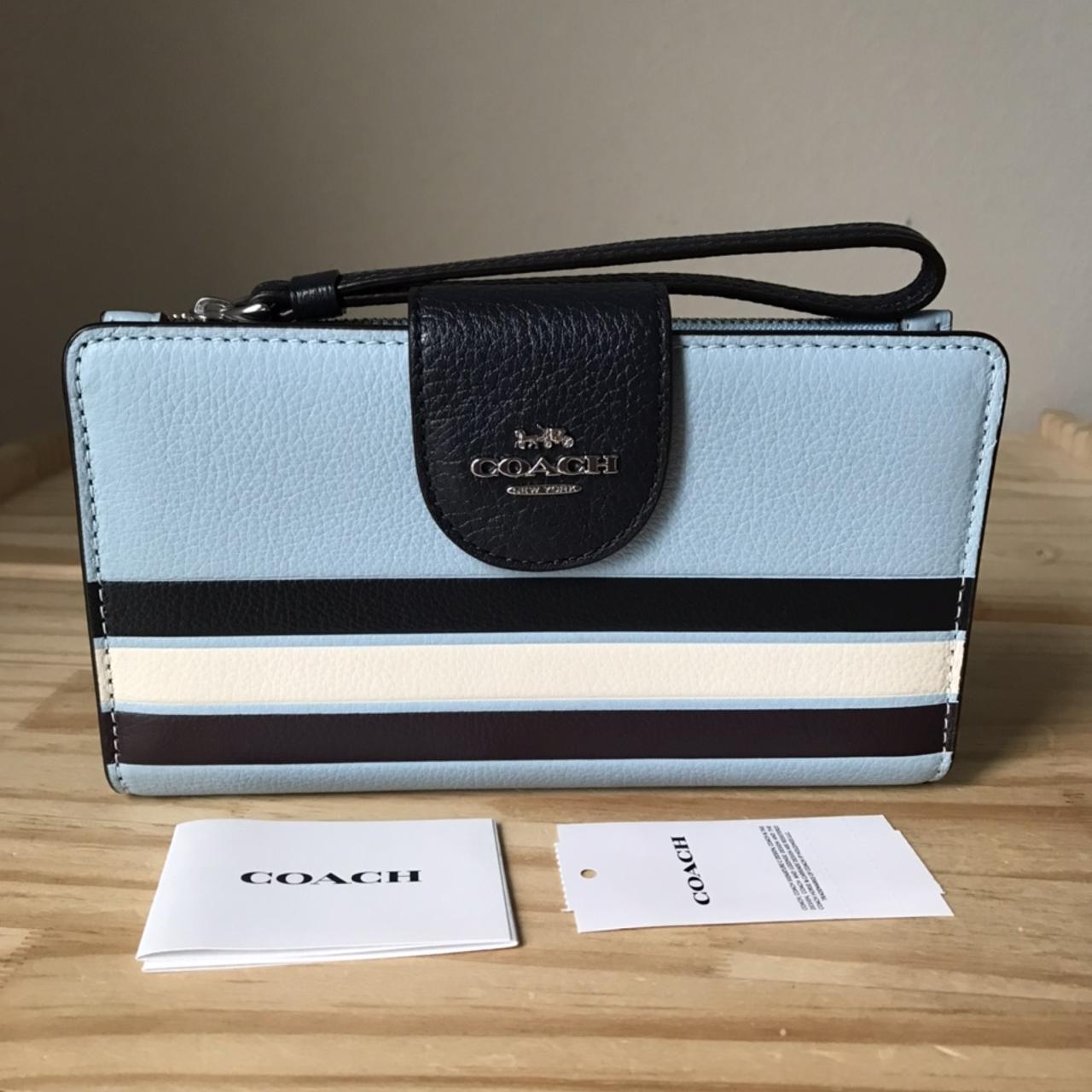 black coach wallet with silver hardware