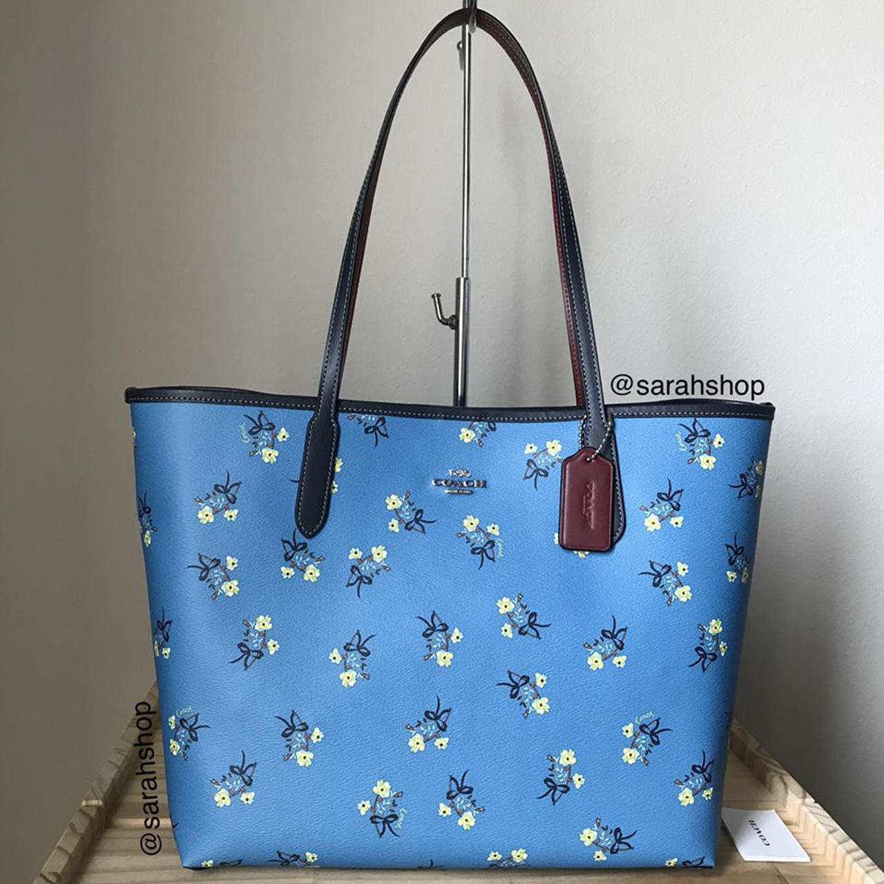 Blue floral coach purse online