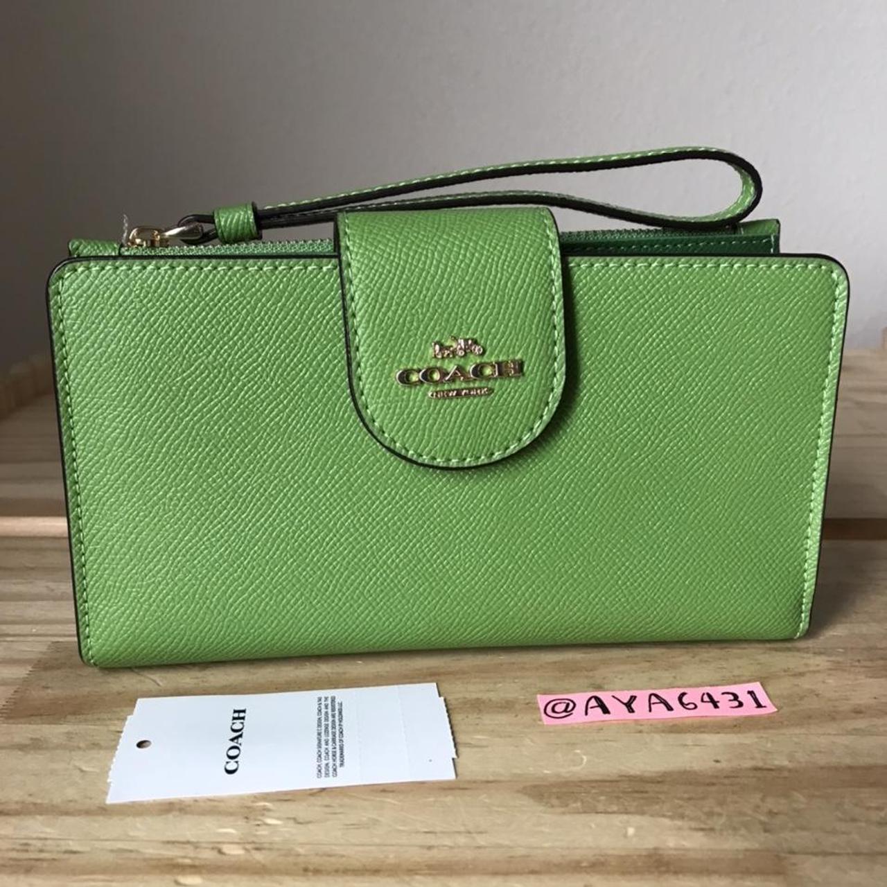 Lime green Coach purse. Slight signs of wear from - Depop