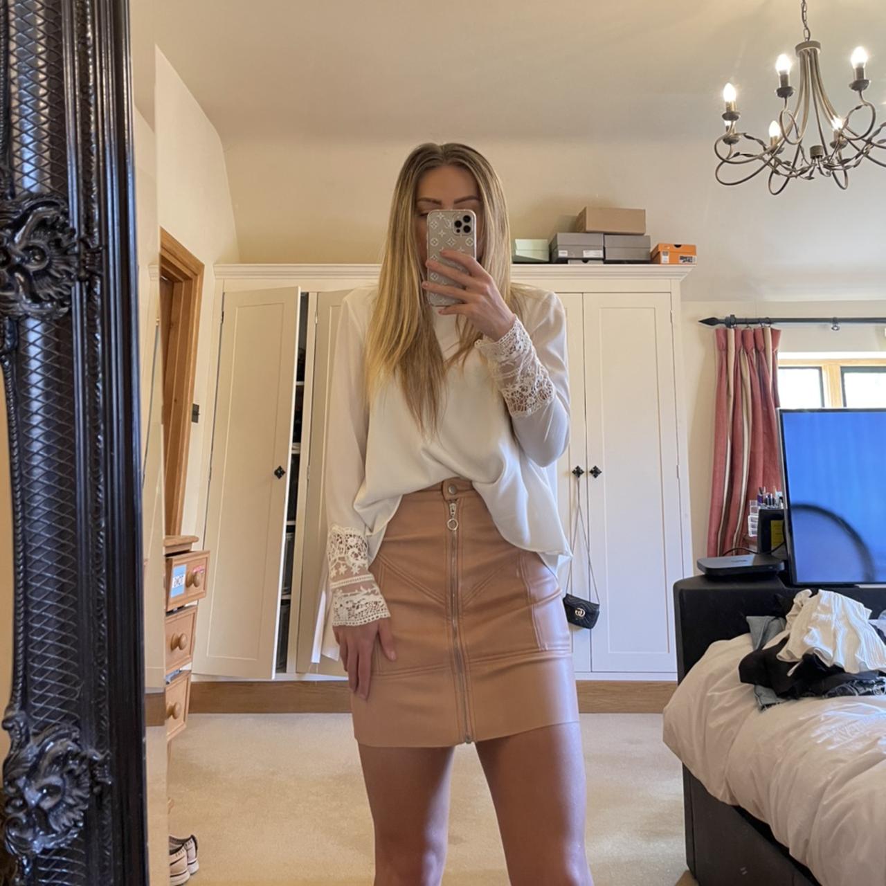 Pink leather outlet skirt river island