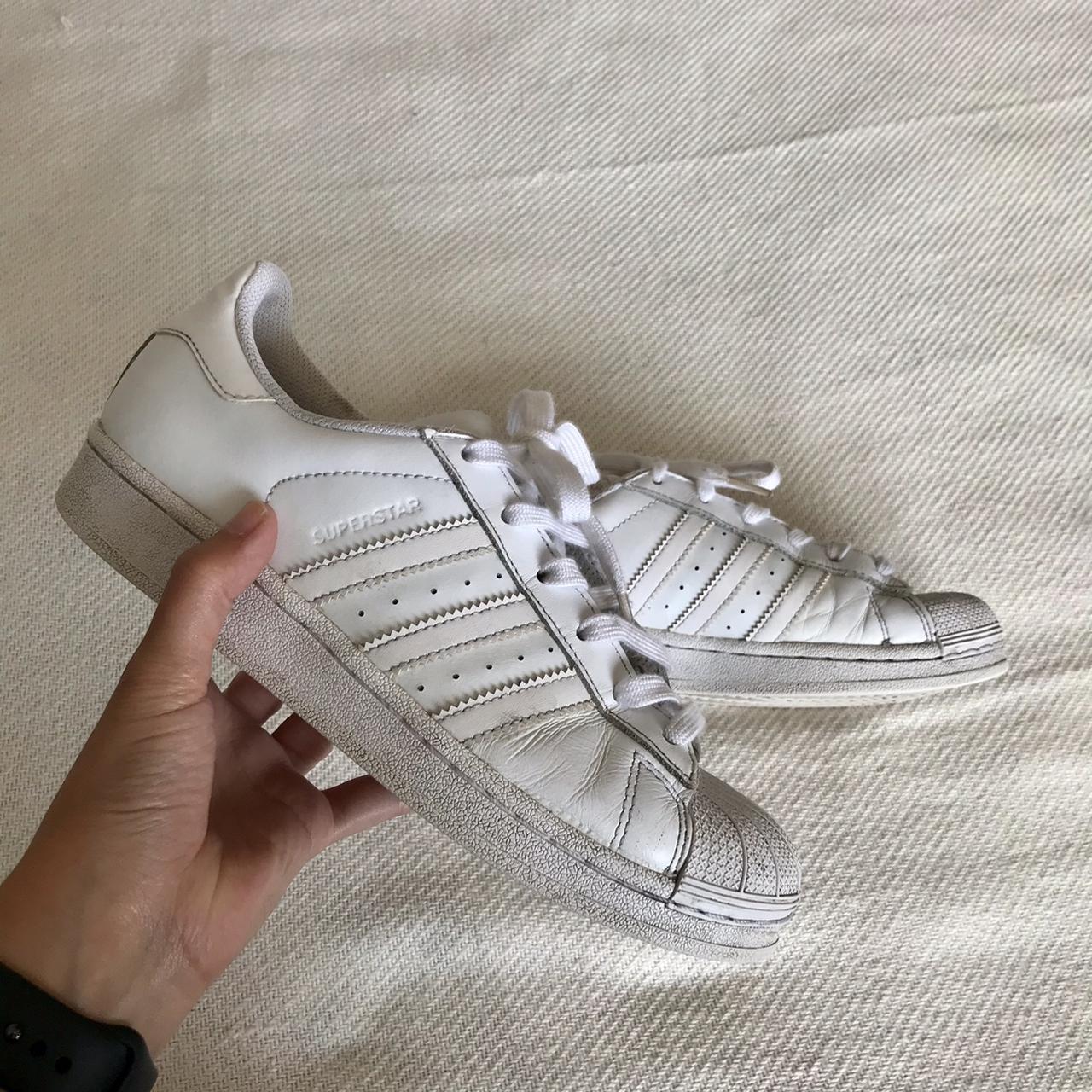 Adidas superstars all white Size 5 #adidas... - Depop