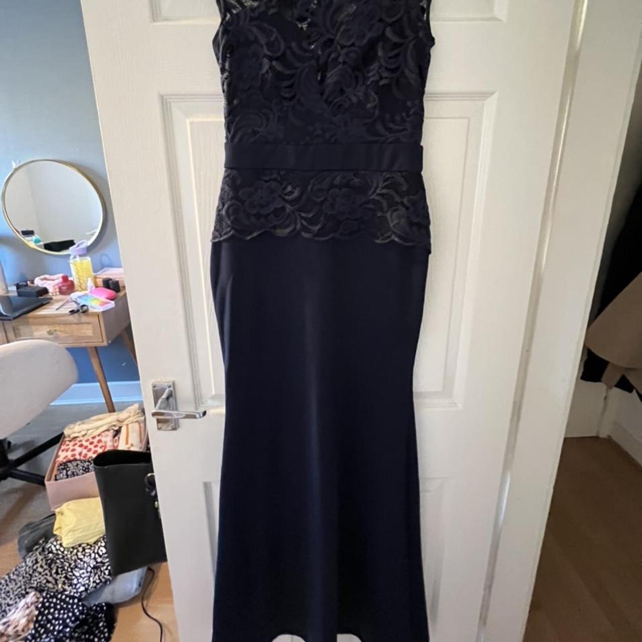 Navy Blue Prom Dress Size UK 10. Worn once in... - Depop