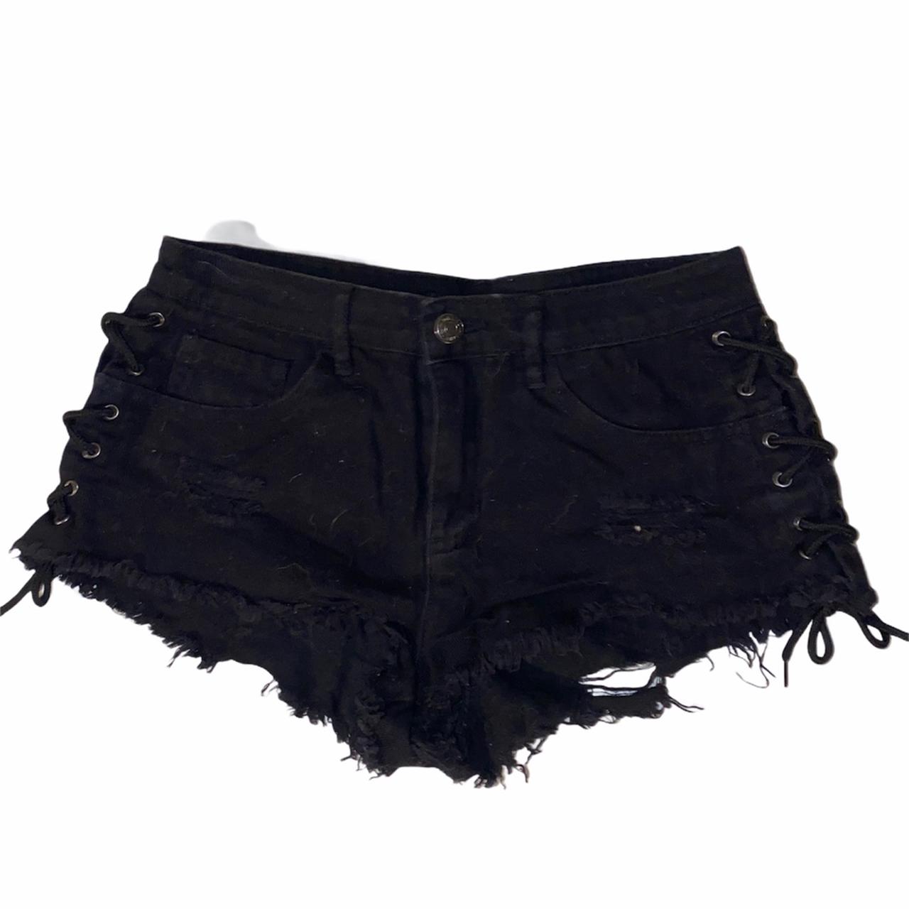 black lace up jean shorts, Thank you for