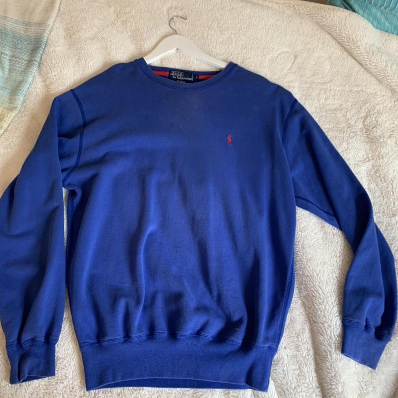 blue vintage Ralph Lauren sweatshirt size Small //... - Depop