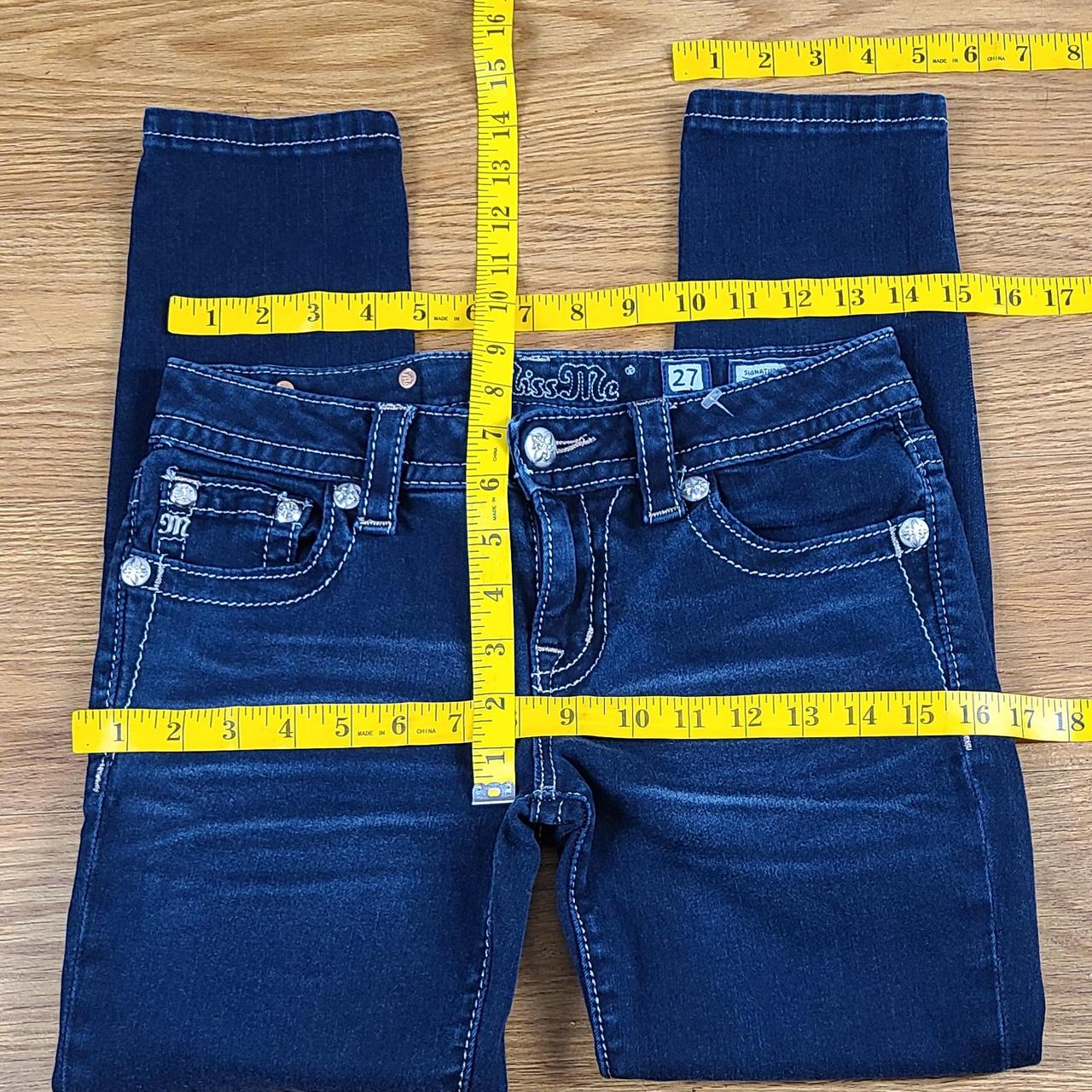 Miss Me Women's Navy and Pink Jeans | Depop