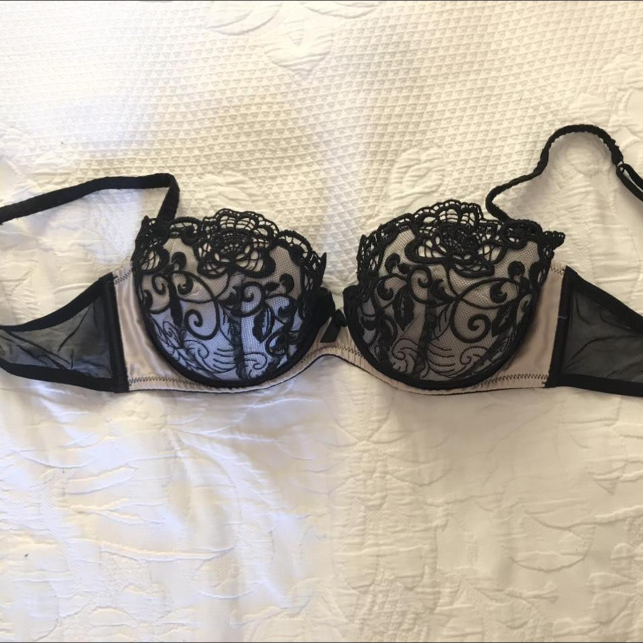 Ann Summers Women's Black and Pink Bra | Depop