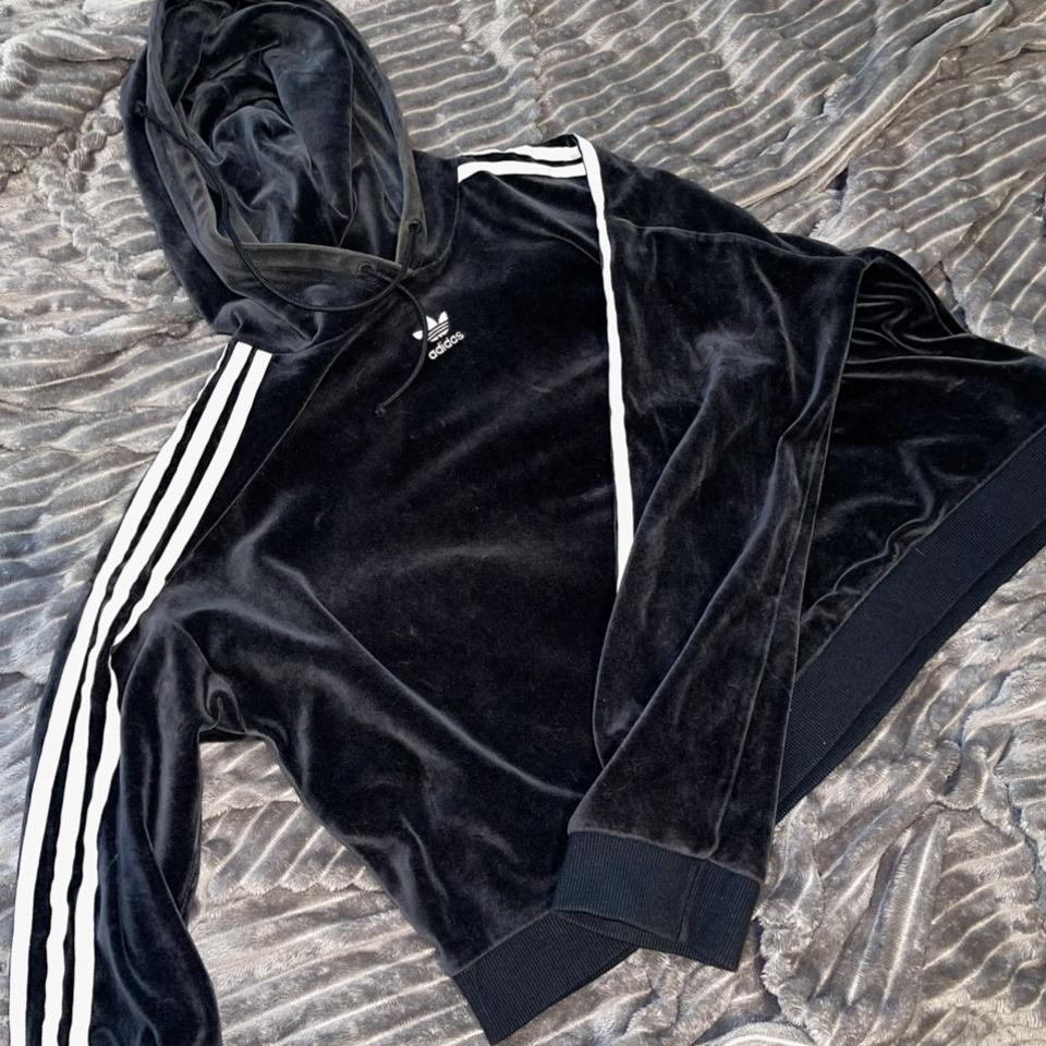 Adidas Velvet Black Cropped Hoodie Size 14 as