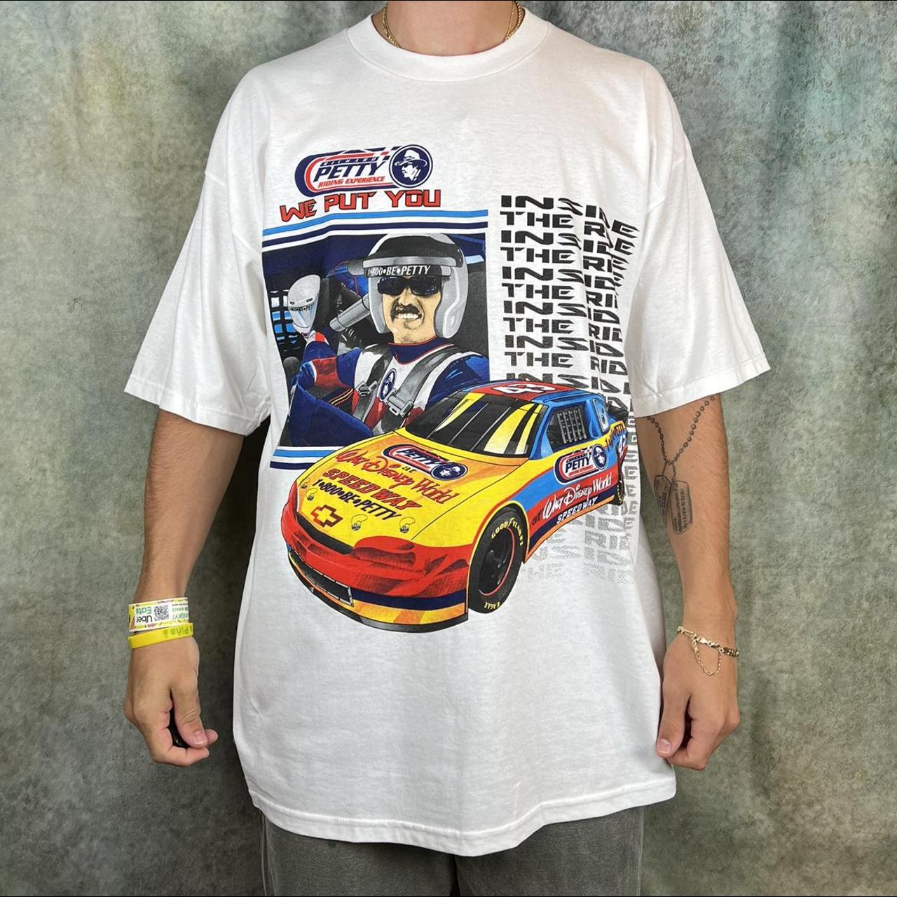 Vintage 90s Racing Graphic Tee Shirt - White double... - Depop