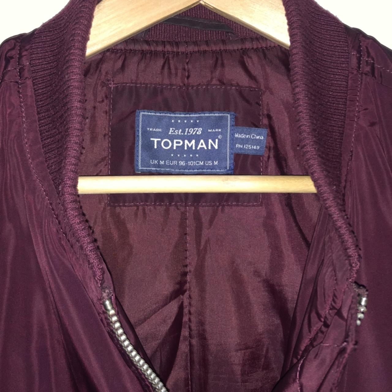 Burgundy Topman bomber jacket, size... - Depop