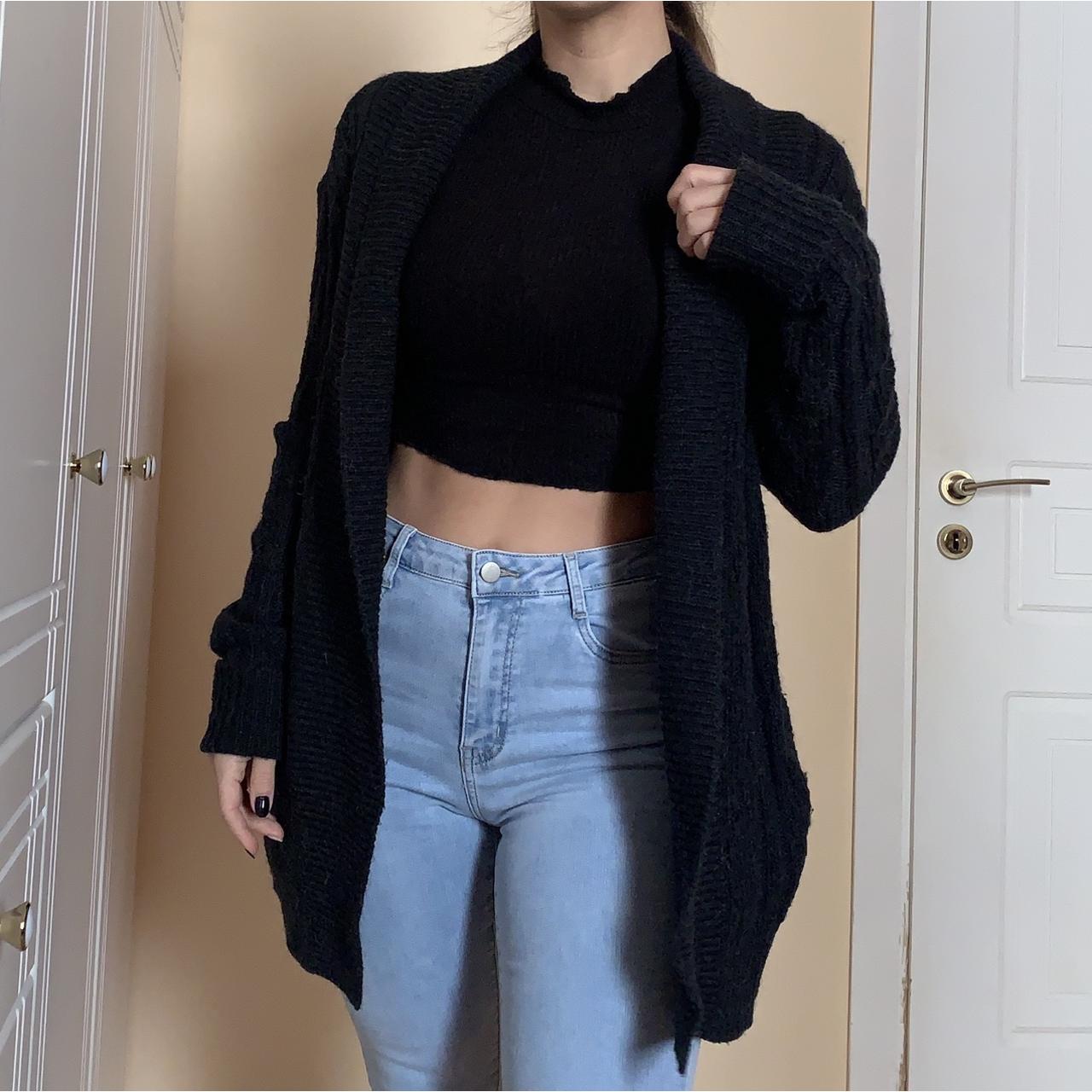 Levis long black knitted cardigan with pockets Worn Depop