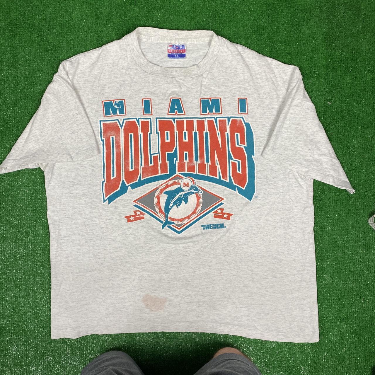 Vintage Miami dolphins trench shirt size XL single... - Depop