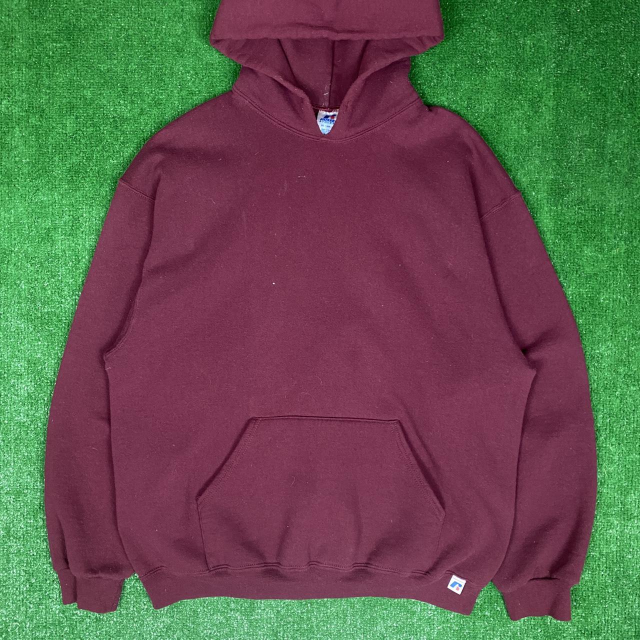 vintage Russell athletic blank maroon hoodie size XL... - Depop