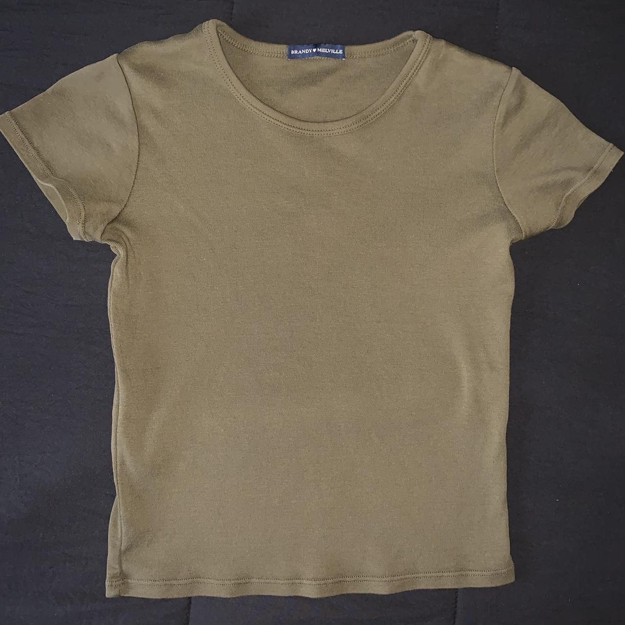 Brandy Melville Olive green baby tee. One size. The... - Depop