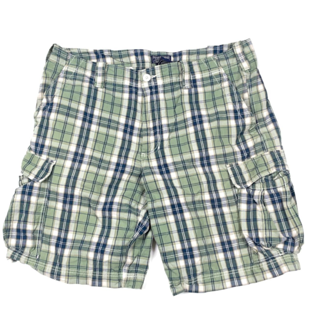 green plaid cargo shorts