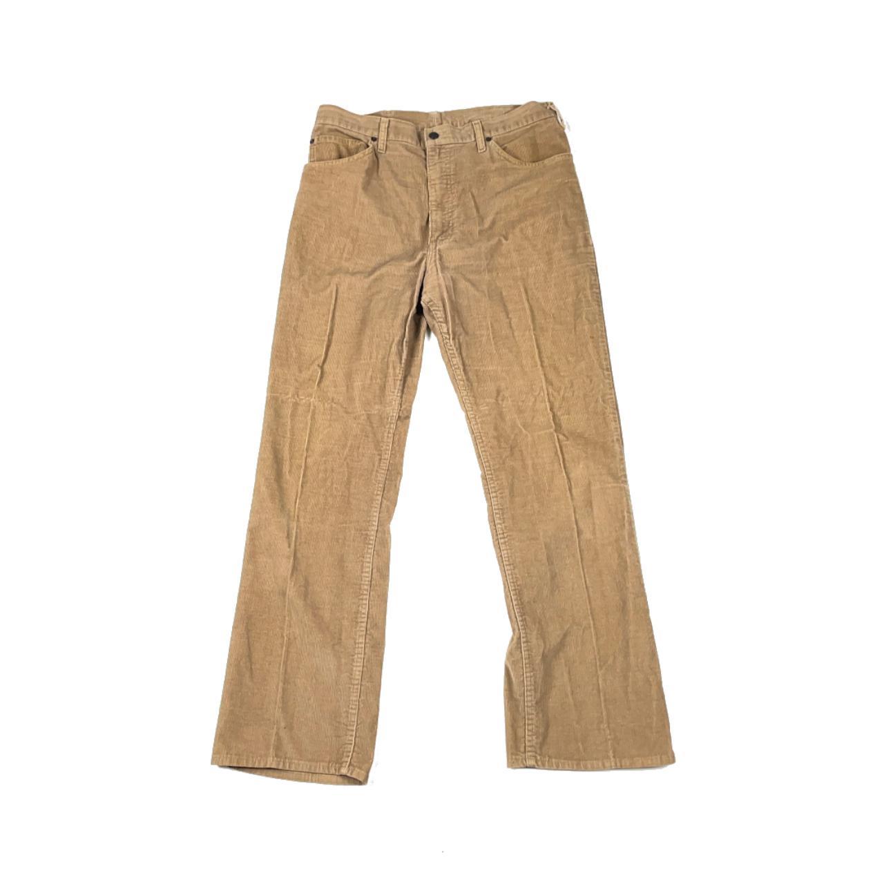 Vintage 80s straight leg corduroy pants Light... - Depop